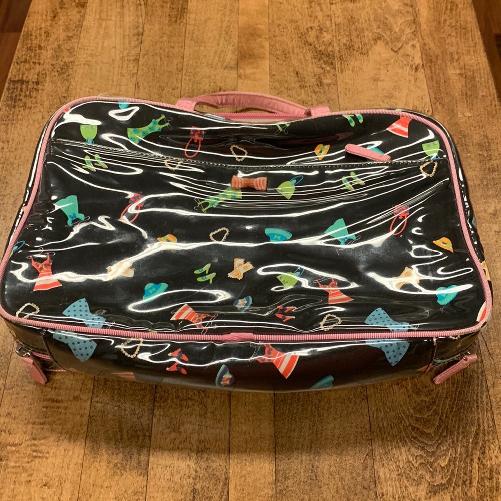 2pc Black & Pink with Accessories Print Liz Claiborne Cosmetic Bag